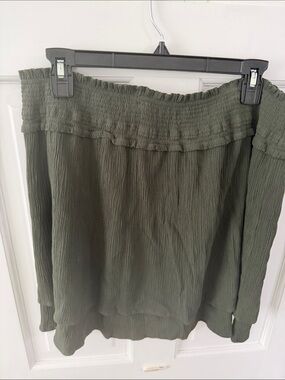 Market & Spruce Olive Green Smocked Waist Mini Skirt